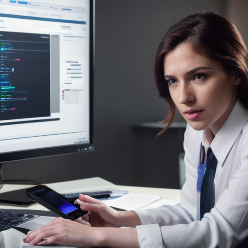 Corporate analytics desk with reporting screens, no people